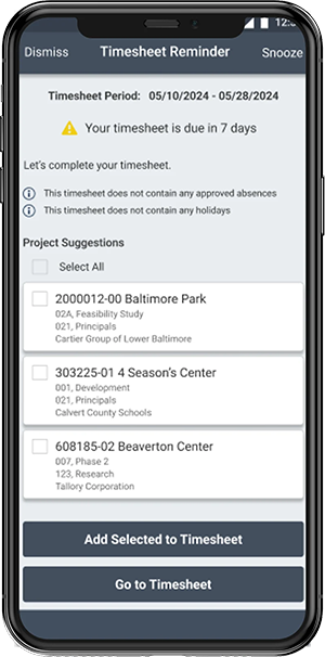 Simplify timesheets on the go with Timesheet Assist in the mobile app