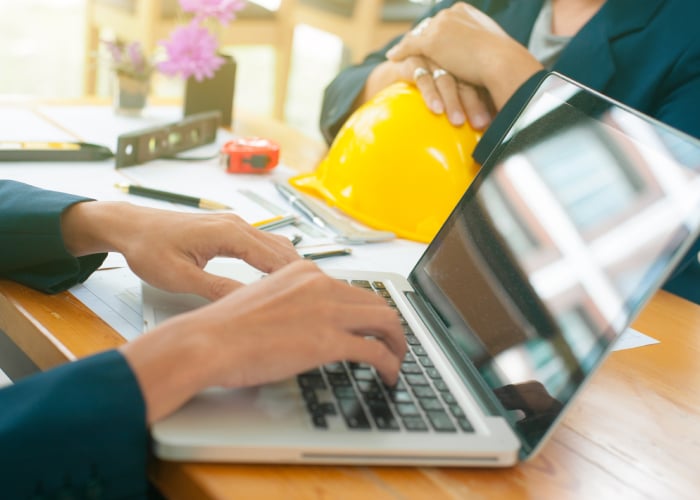 Person working on a laptop