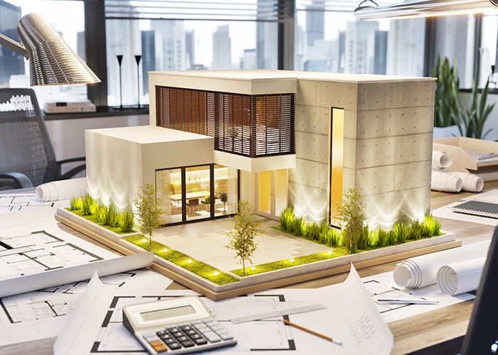 Model of building in architecture office