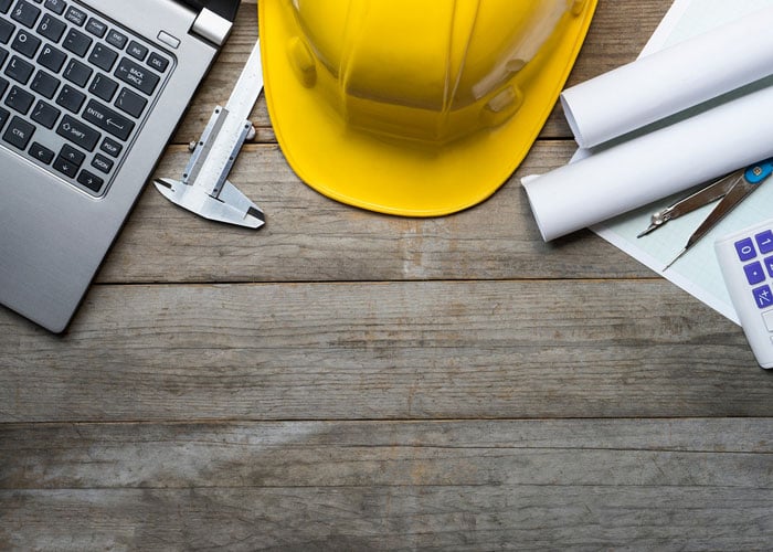 Desk of person who manages construction accounting 