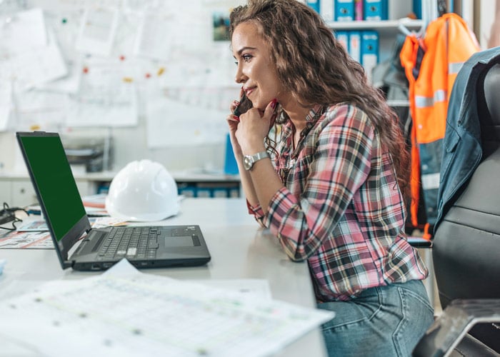 Female Engineer Looking at a Computer