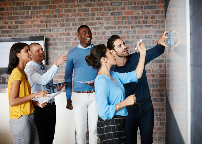 A group of people discussing a project