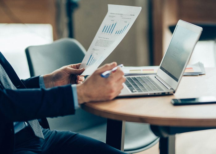 Business person looking at a report