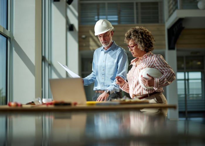 Architects discussing a construction project
