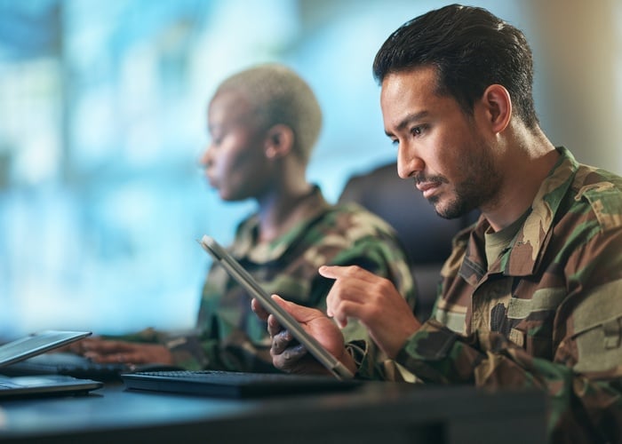 Soldier using a tablet