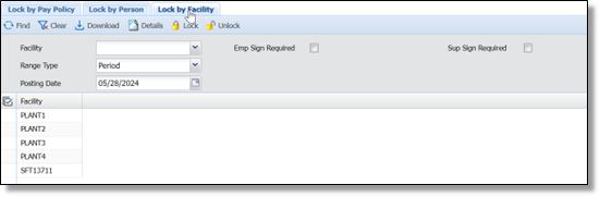 Payroll Lock by Facility