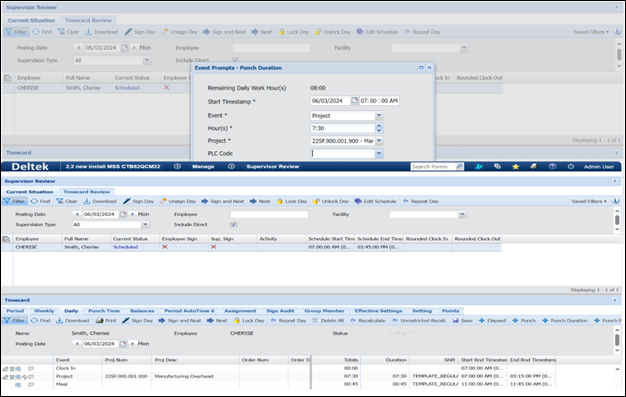 Import Punch duration action