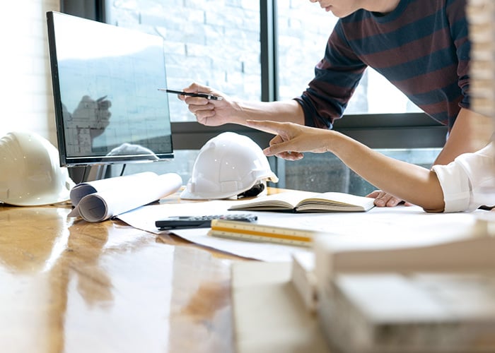Two architects discussing a project