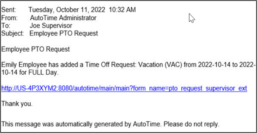Form Links within Email Message Actions