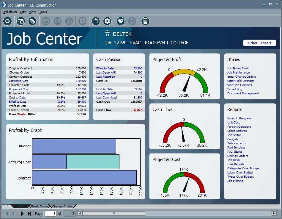 Manage construction job costing in the ComputerEase Job Center