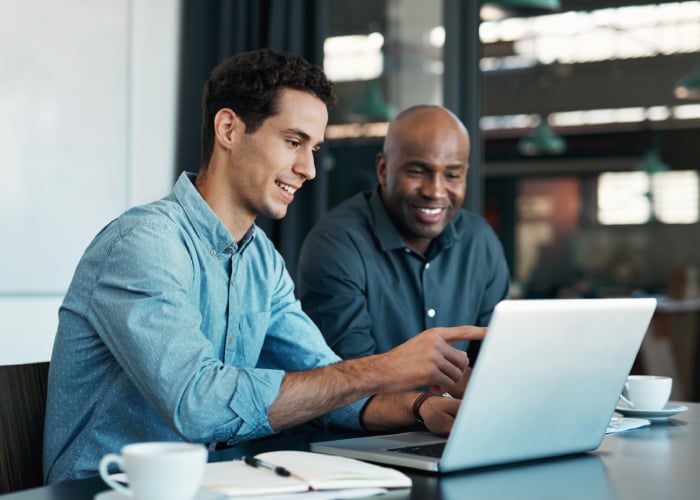 Two employee with laptop