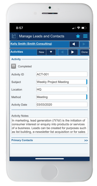 Costpoint Mobile CRM for Government Contractors Screenshot
