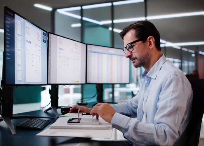 Accountant reviewing a digital e-invoice