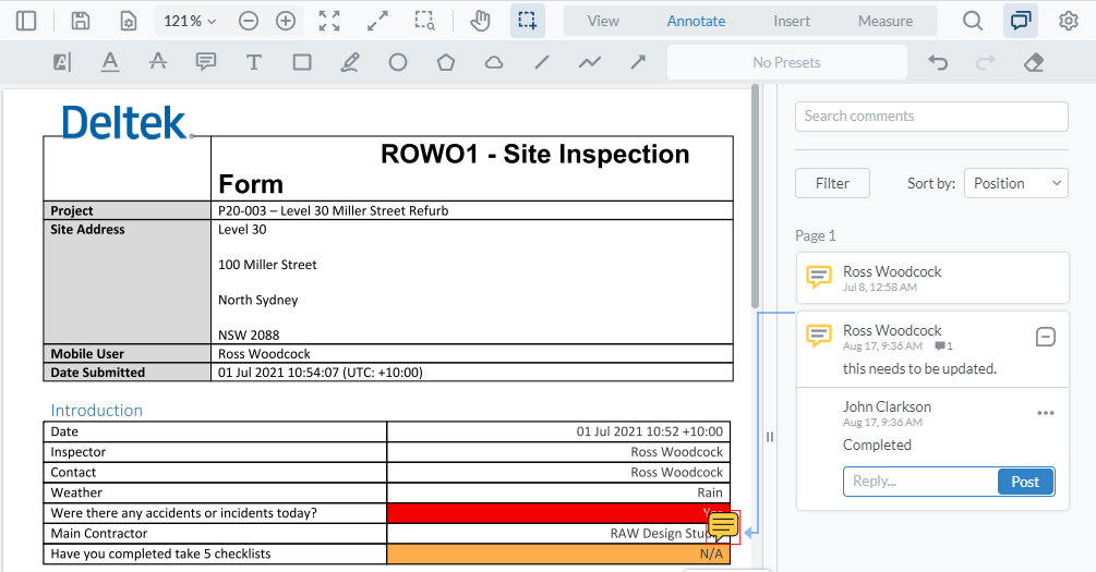 Deltek PIM Add Comments
