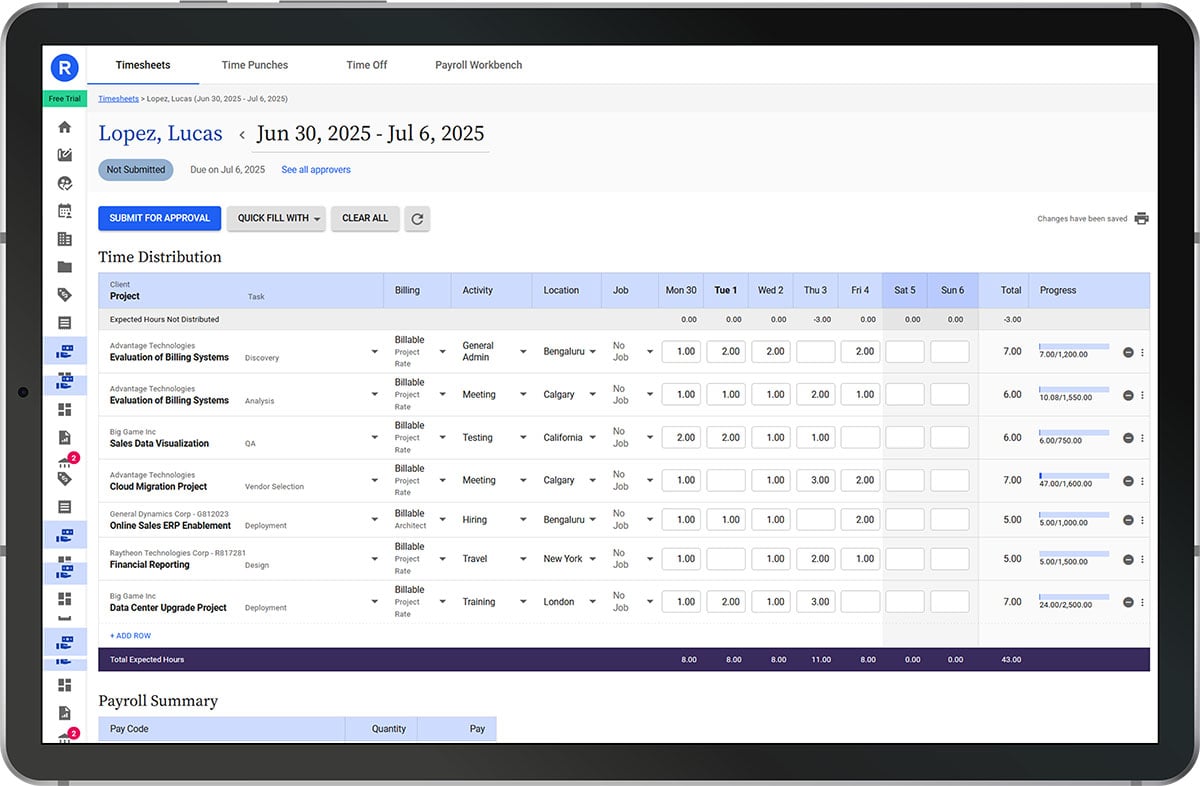 Replicon's intelligent time tracking across locations
