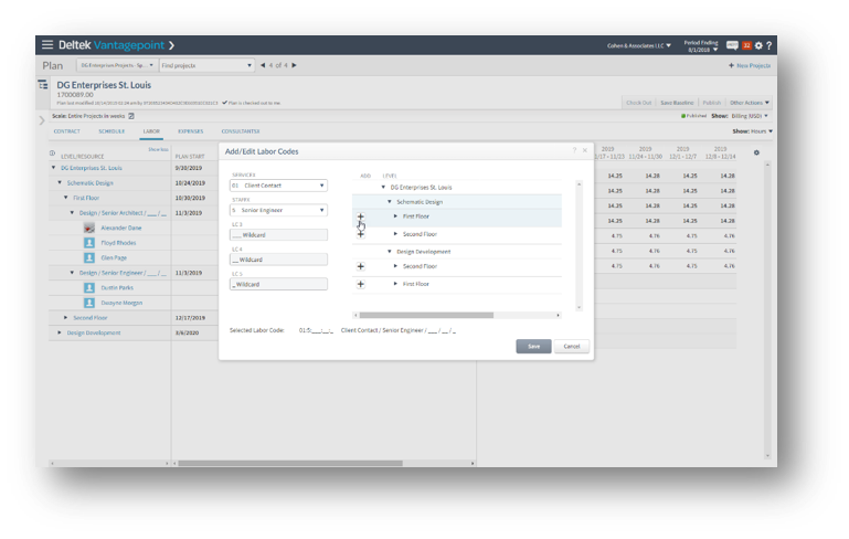 Deltek Vantagepoint Labor Code Planning