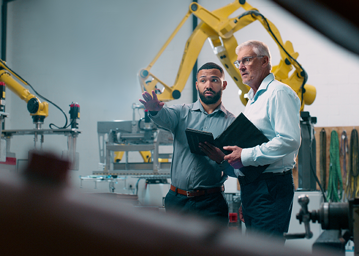 Two engineers in conversation